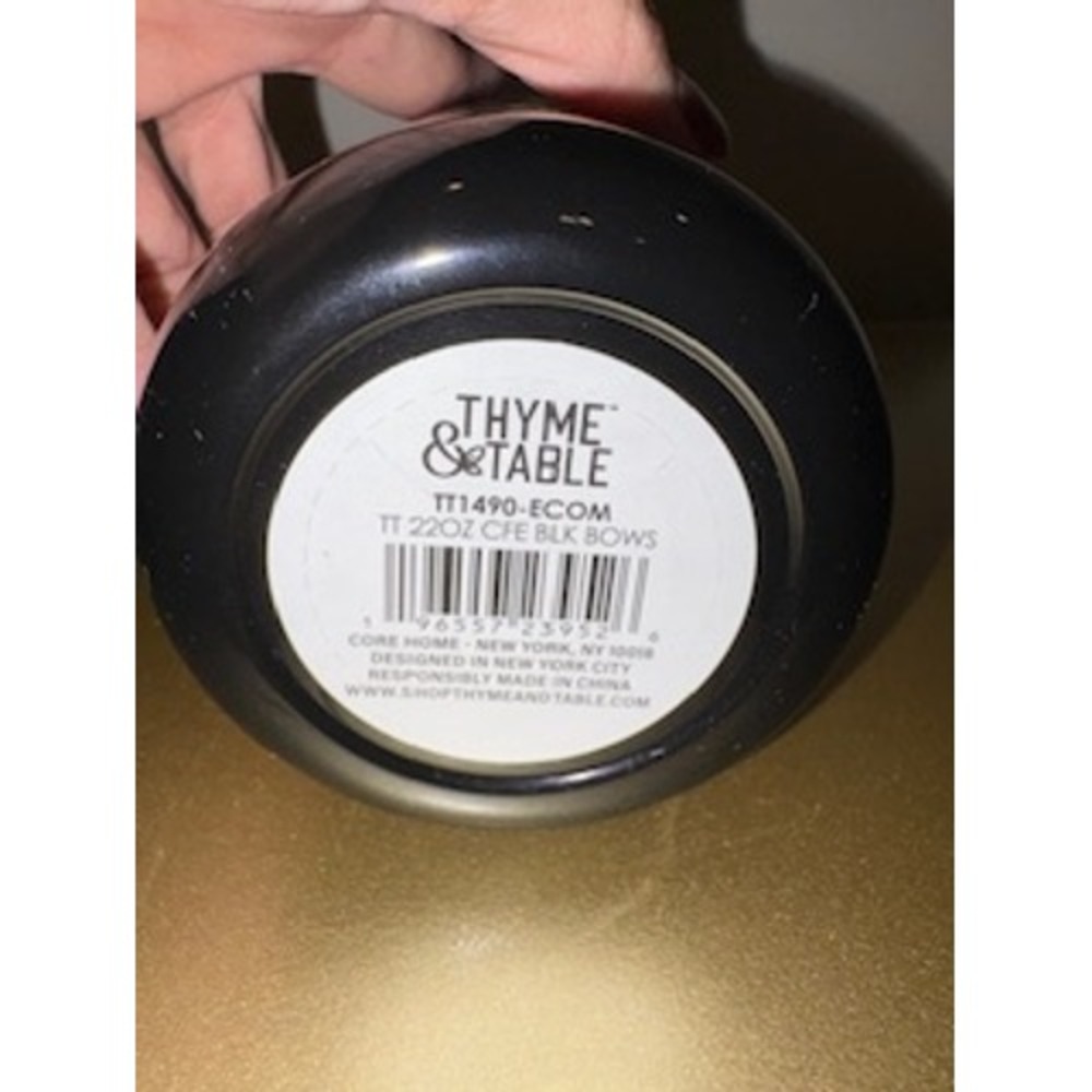Thyme & Table Black Gold Bow Tumbler Travel Mug - Picture 2 of 2